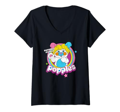 Damen Popples Puffball Pobble T-Shirt mit V-Ausschnitt Damen Popples Puffball Pobble T-Shirt mit V-Ausschnitt von Popples