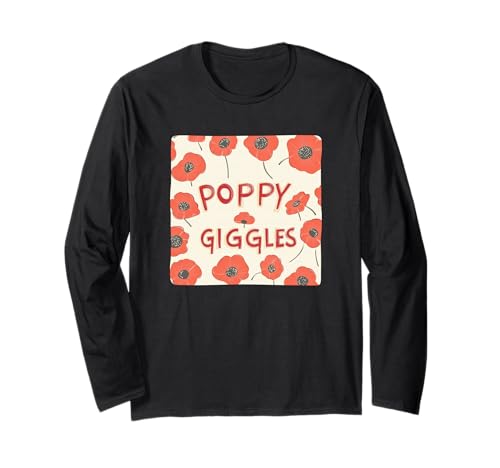 Nettes Mohnblume mit süßem Spruch Kostüm für Erwachsene und Kinder Langarmshirt von Poppy Flower Outfit