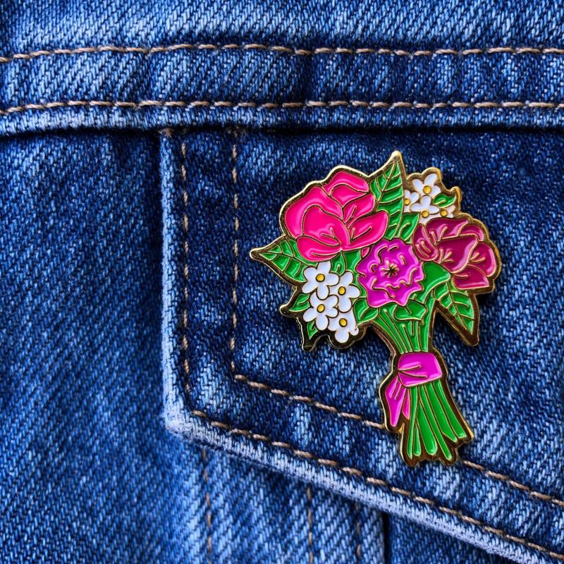 Brautjungfer Bouquet Pin, Bachelorette Emaille Babe Henne Party Abzeichen, Hochzeit Geschenk, Pin von PoppyLanePrintables