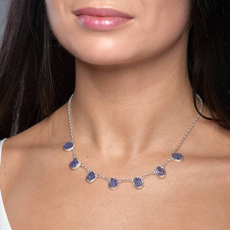 Handgemachte Tansanit-Halskette Roher Edelstein, Sterling Silber, Dezember Geburtsstein von PoppySilverJewellery