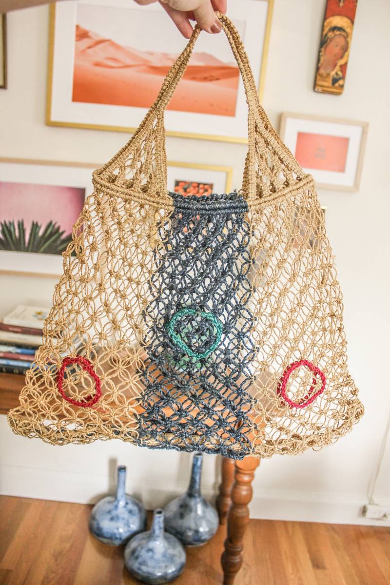 Jahrgang Gewebt Produzieren Tasche/Vintage Durchschauen Stroh Geldbörse Grocery Bag Oldtimer Brunch von PoppyThornVintage