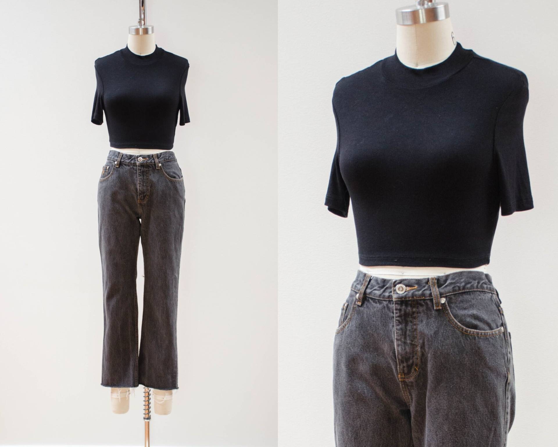 Vintage Polo-Jeans | 90Er Distressed Boyfriend Baggy Relaxed Fit Abgeschnittene, Ausgefranste Manschette, Verblasste Mom Jeans 28x25 von PoppycockVintage