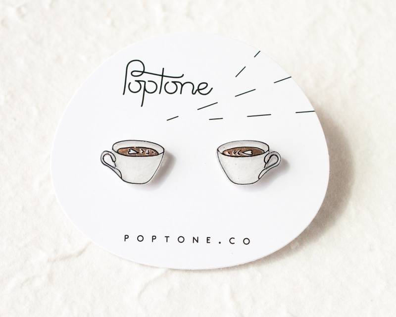 Kaffee Latte Ohrstecker/Barista Schmuck Kaffeeliebhaber Kaffeetassen von Poptone