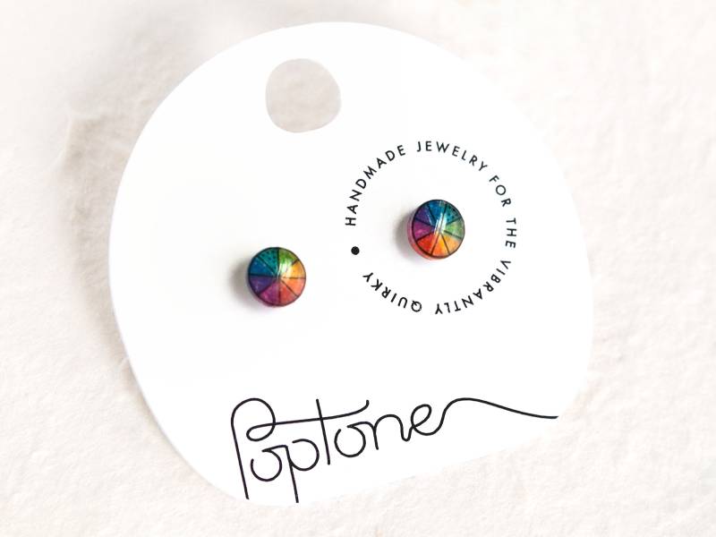 Kleine Farbrad Ohrstecker/Lgbt Pride Regenbogen Ohrringe Kunstlehrer Geschenk von Poptone