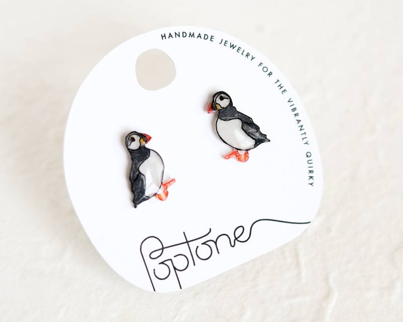 Papageientaucher Pinguin Ohrringe | Winter Urlaub von Poptone