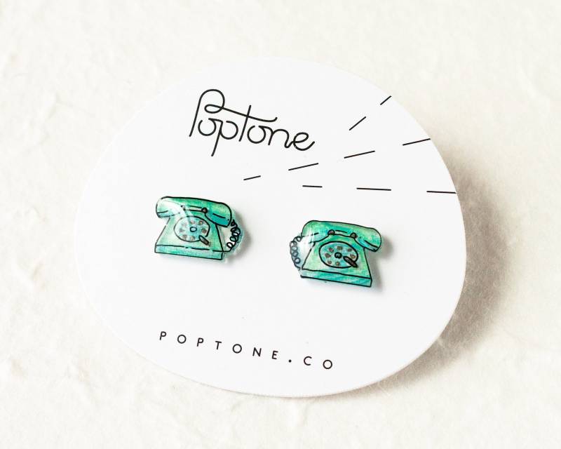 Retro Telefon Ohrringe/Rotary Kitsch von Poptone