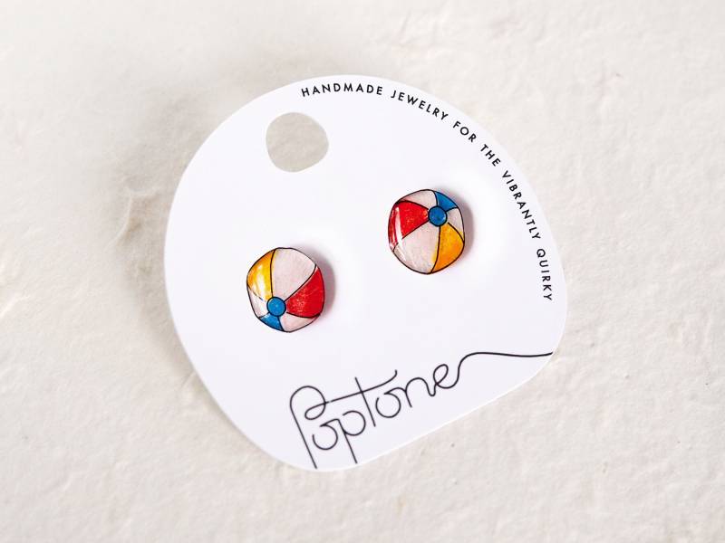 Wasserball Sommer Ohrstecker/Bunte Ohrringe Strand Urlaub von Poptone