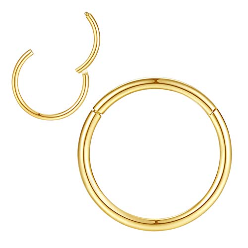 0,8mm 10mm Reifen Nasenringe für Männer und Frauen Nasenring Nasenring Reifen Gold Septum Clicker Scharnierring 316L Chirurgenstahl Körper Piercing Ohrringe für Knorpel Helix Ohrkolben Daith Rook von Popuhoops