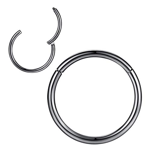 0,8mm 5mm Reifen Nasenringe für Männer und Frauen Nasenring Nasenring Reifen Schwarz Septum Clicker Scharnierring 316L Chirurgenstahl Körper Piercing Ohrringe für Knorpel Helix Ohrkolben Daith Rook von Popuhoops