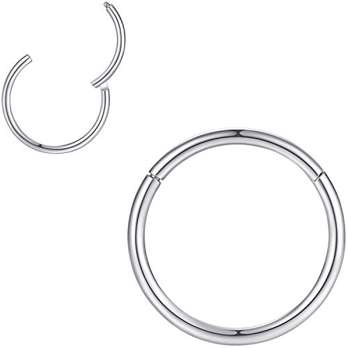 0,8mm 6mm Reifen Nasenringe für Männer und Frauen Nasenring Reifen Silber Septum Clicker Scharnierring 316L Chirurgenstahl Silber Körper Piercing Ohrringe für Knorpel Helix Ohrkolben Daith Rook von Popuhoops