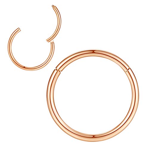 1,0mm 12mm Reifen Nasenringe für Männer und Frauen Nasenring Nasenring Reifen Roségold Septum Clicker Scharnierring 316L Chirurgenstahl Körper Piercing Ohrringe für Knorpel Helix Ohrkolben Daith Rook von Popuhoops