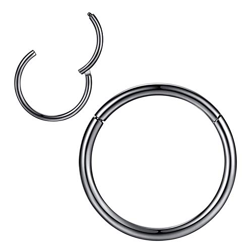 1,2mm 13mm Reifen Nasenringe für Männer und Frauen Nasenring Nasenring Reifen Schwarz Septum Clicker Scharnierring 316L Chirurgenstahl Körper Piercing Ohrringe für Knorpel Helix Ohrkolben Daith Rook von Popuhoops