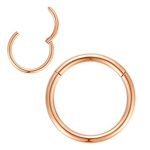 1,6mm 11mm Reifen Nasenringe für Männer und Frauen Nasenring Nasenring Reifen Roségold Septum Clicker Scharnierring 316L Chirurgenstahl Körper Piercing Ohrringe für Knorpel Helix Ohrkolben Daith Rook von Popuhoops