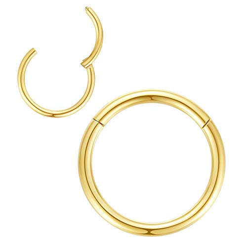 1,6mm 13mm Reifen Nasenringe für Männer und Frauen Nasenring Nasenring Reifen Gold Septum Clicker Scharnierring 316L Chirurgenstahl Körper Piercing Ohrringe für Knorpel Helix Ohrkolben Daith Rook von Popuhoops