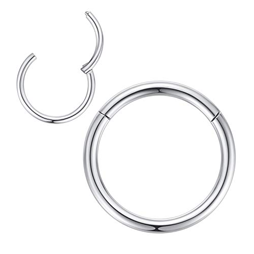 2pcs 1,6mm 8mm Reifen Nasenringe für Männer und Frauen Nasenring Reifen Silber Septum Clicker Scharnierring 316L Chirurgenstahl Silber Körper Piercing Ohrringe für Knorpel Helix Ohrkolben Daith Rook von Popuhoops