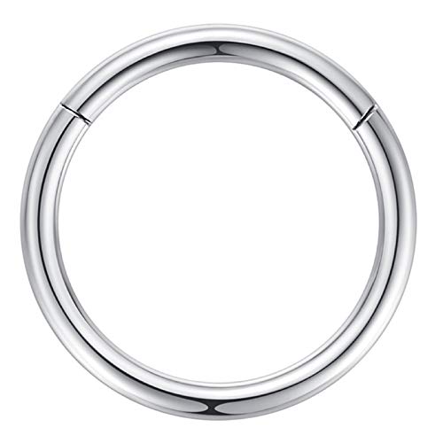 3,0mm 16mm Reifen Nasenringe für Männer und Frauen Nasenring Reifen Silber Septum Clicker Scharnierring 316L Chirurgenstahl Silber Körper Piercing Ohrringe für Knorpel Helix Ohrkolben Daith Rook von Popuhoops