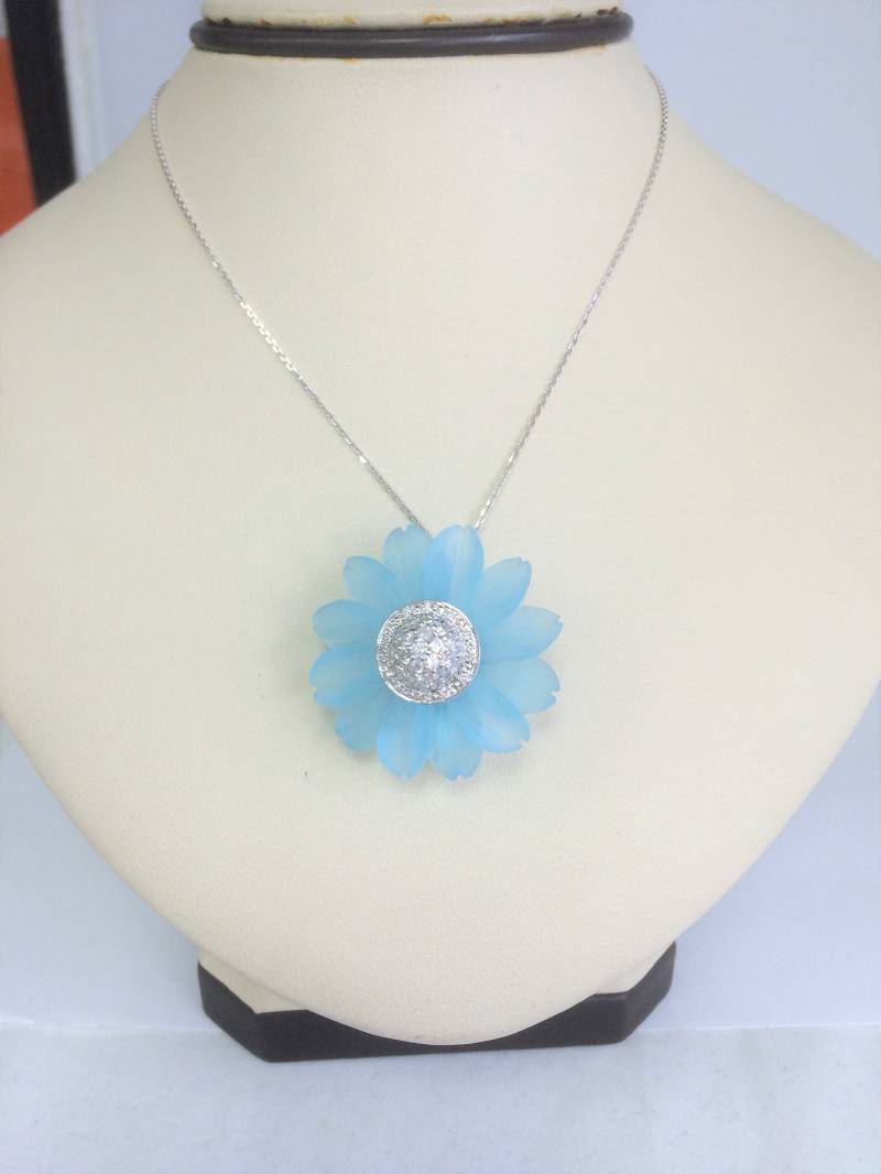 Anhänger Mit Blauquarz Und Diamanten in 585Er Weißgold/Brosche von PopularGemsMiami