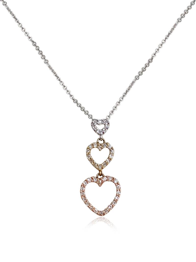 Halskette Aus 14 K Diamant Und Dreifarbigem Goldherz von PopularGemsMiami