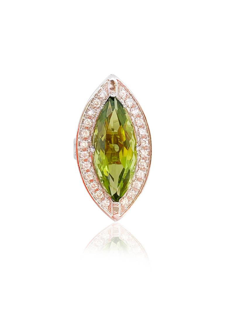 Peridot Marquise Frauen Diamant Ring in 14 Karat Weißgold. Kollektion Babbief Von Beliebte Gems Miami von PopularGemsMiami