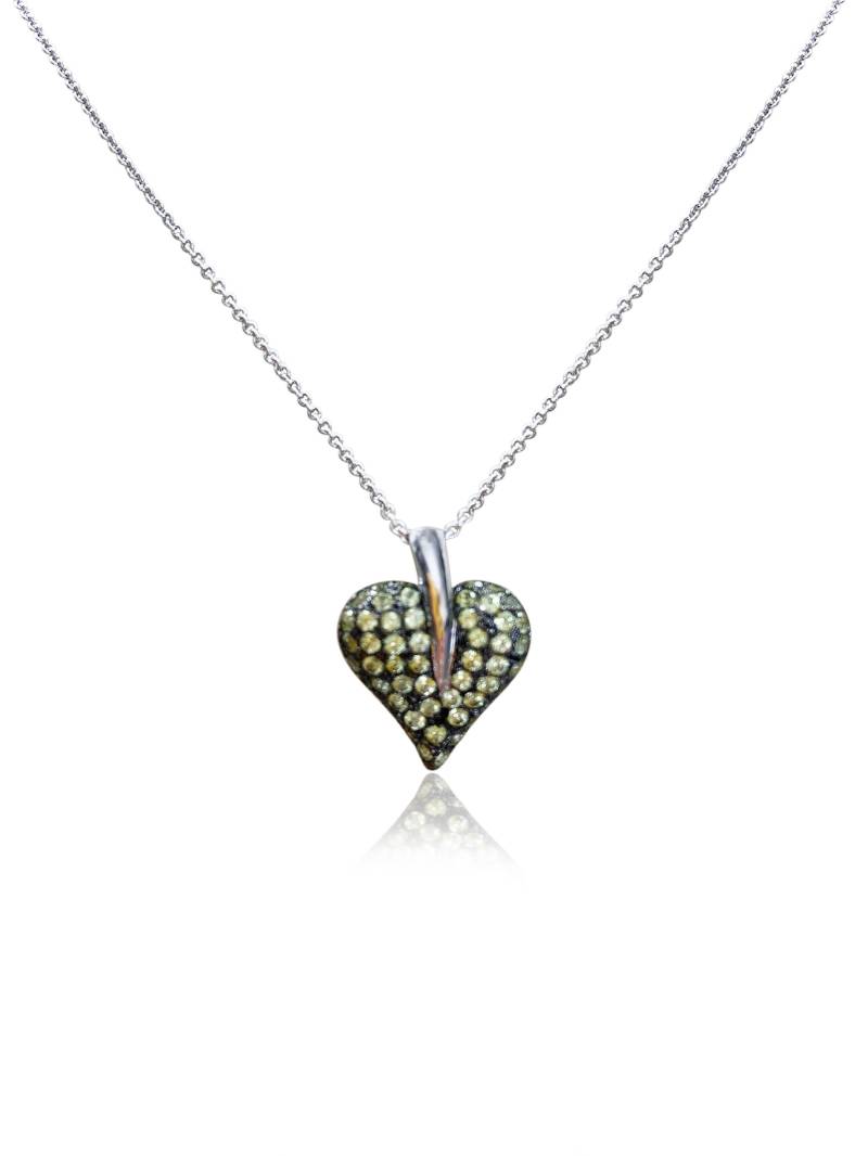 Peridot in Solidem 14K Weißgold Und Schwarzem Rhodium Herz/Blattform Anhänger von PopularGemsMiami