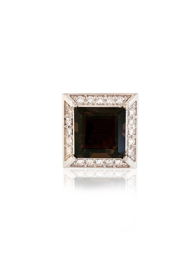 Rauchige Prinzessin Geschnitten Und Diamant-Ring in 14 K Weißgold Babbief Sammlung Von Beliebten Edelsteinen von PopularGemsMiami