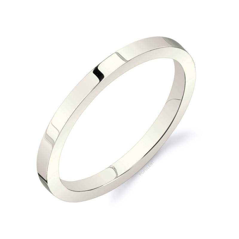 14K Champagner Gold Band | 2 Mm Dünn | Flach Poliert Komfort Passform Herren Damen Ehering Zigarre Dünn Weiß Unvergoldet Vanille von Populent