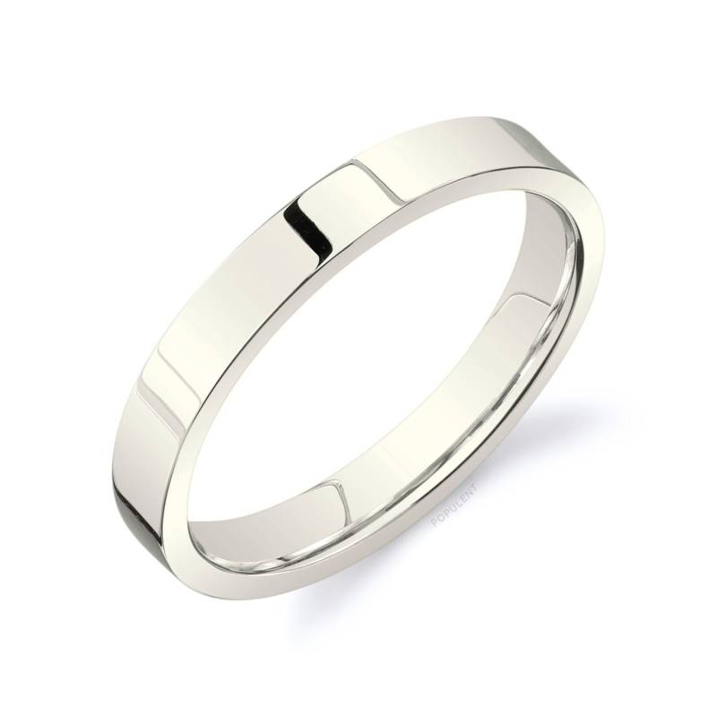 14K Champagner Gold Band | 3 Mm | Flach Poliert Komfort Passform Herren Damen Ehering Zigarre Dünn Weiß Unvergoldet Vanille von Populent