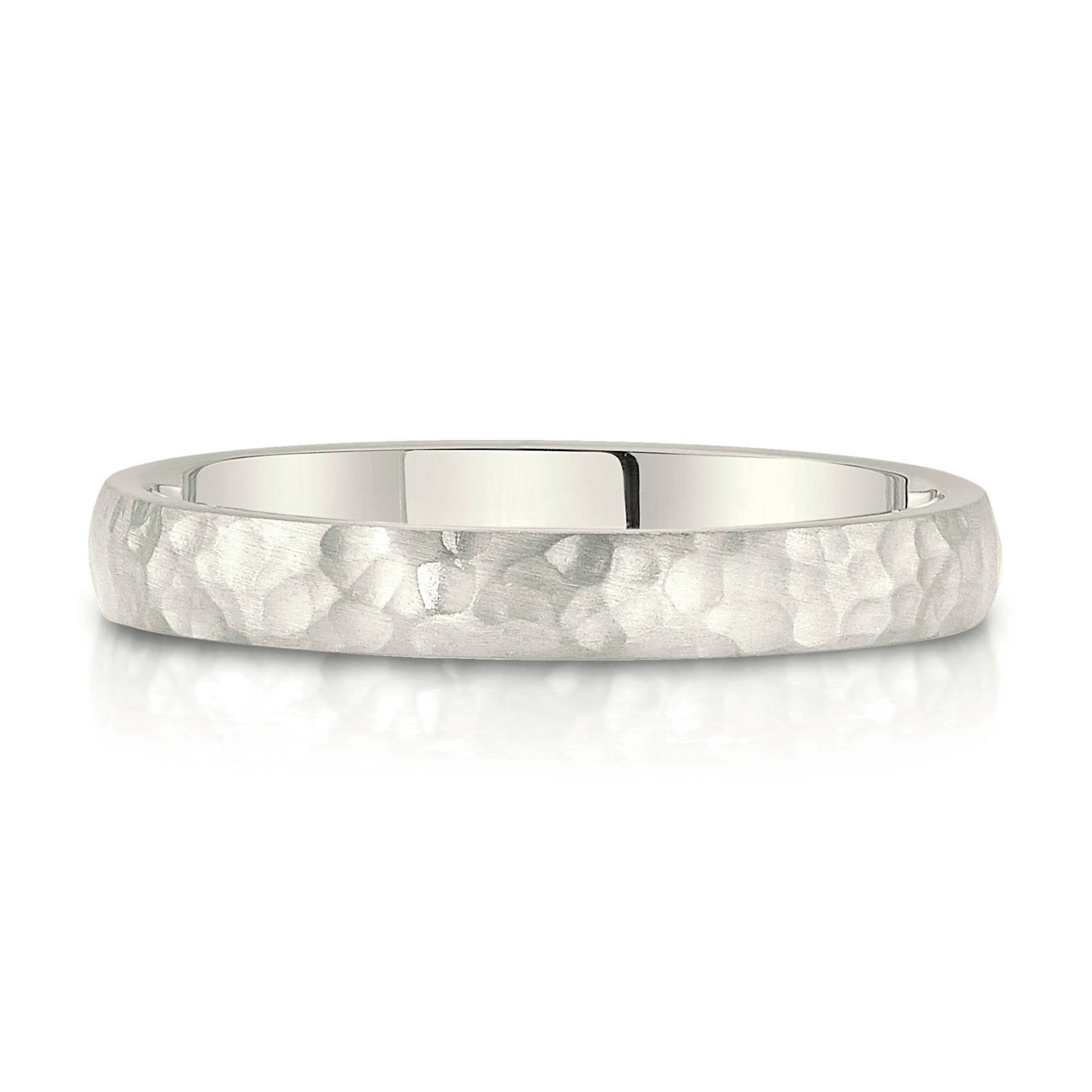 14K Champagner Gold Band | 3 Mm | Kuppel Gehämmert Matte Satin + Comfort Fit Herren Damen Ehering Weiß Unplated Vanilla Simple von Populent