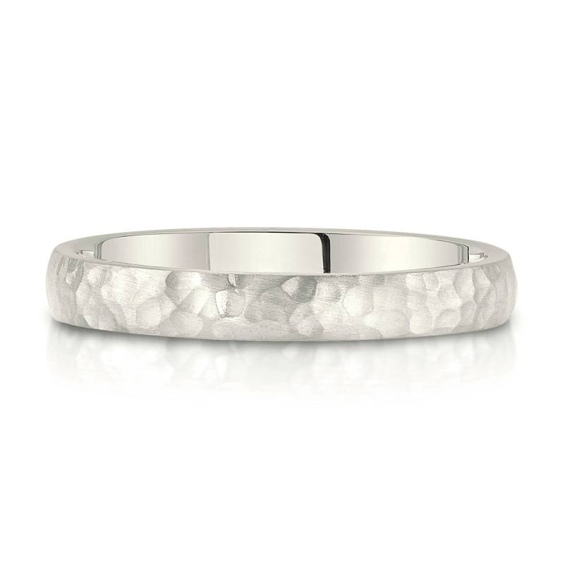 14K Champagner Gold Band | 3 Mm | Kuppel Gehämmert Matte Satin + Comfort Fit Herren Damen Ehering Weiß Unplated Vanilla Simple von Populent