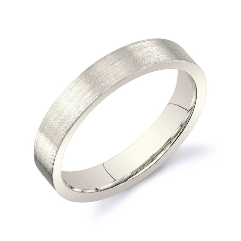 14K Champagner Gold Band | 4 Mm | Flach Matt Gebürstet Komfort Passform Herren Damen Ehering Zigarren Weiß Unbeschichtet Vanille von Populent