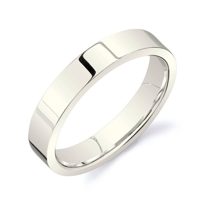 14K Champagner Gold Band | 4 Mm | Flach Poliert Komfort Passform Herren Damen Ehering Zigarren Weiß Unbeschichtet Vanille von Populent