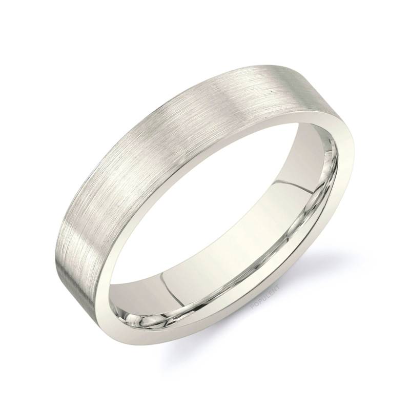 14K Champagner Gold Band | 5 Mm | Flach Matt Gebürstet Komfort Passform Herren Damen Ehering Zigarren Weiß Unbeschichtet Vanille von Populent