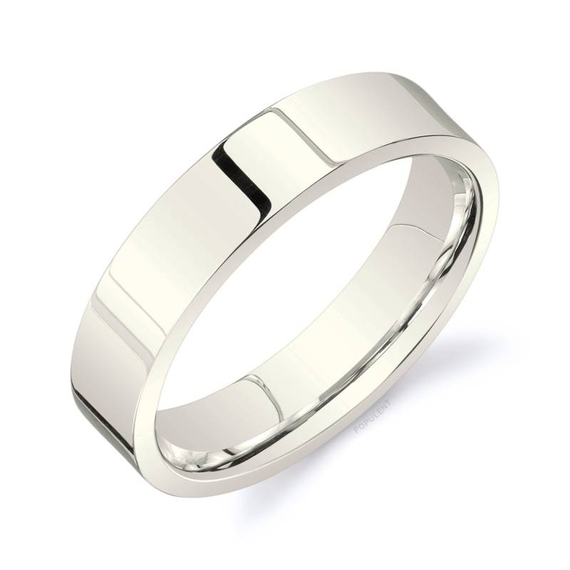 14K Champagner Gold Band | 5 Mm | Flach Poliert Komfort Passform Herren Damen Ehering Zigarren Weiß Unbeschichtet Vanille von Populent