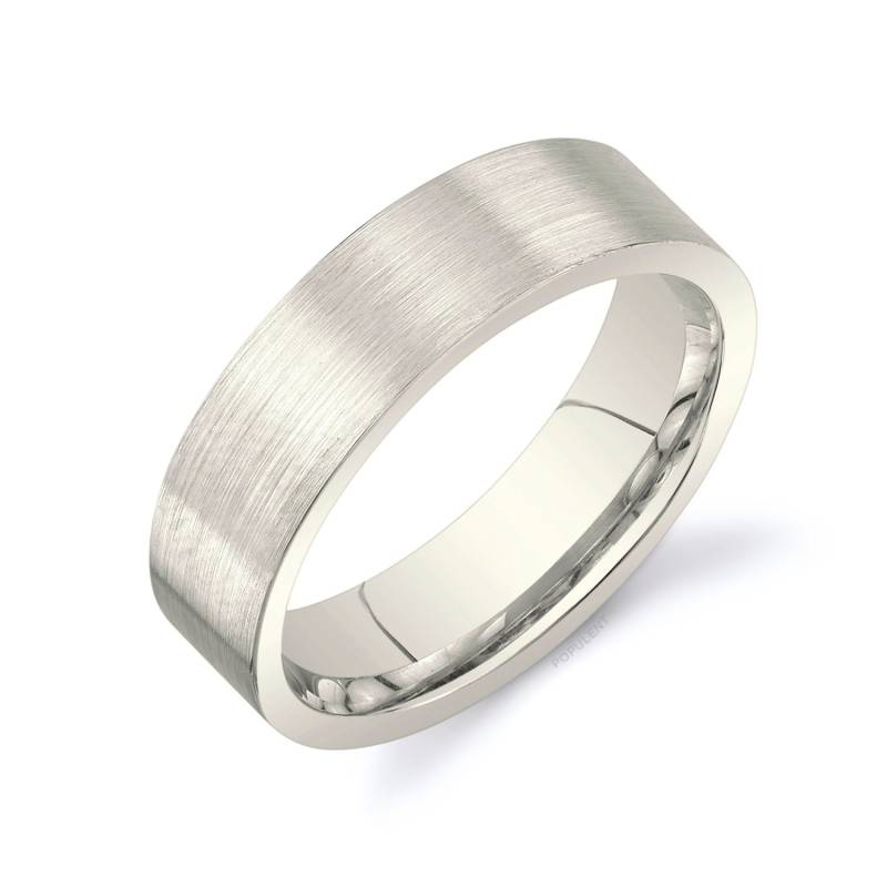 14K Champagner Gold Band | 6 Mm | Flach Matt Gebürstet Komfort Passform Herren Damen Ehering Zigarren Weiß Unbeschichtet Vanille von Populent