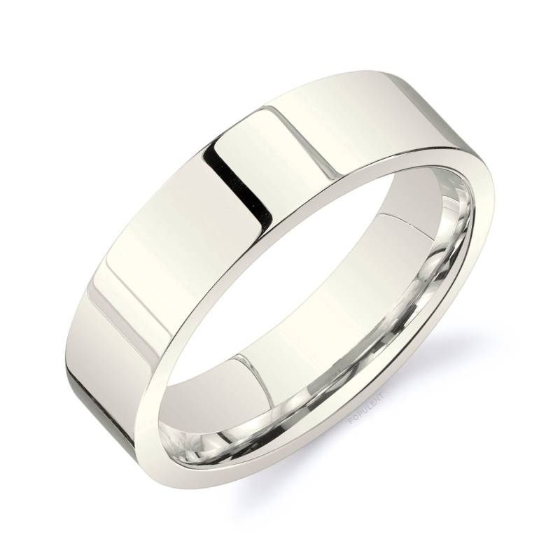 14K Champagner Gold Band | 6 Mm | Flach Poliert Komfort Passform Herren Damen Ehering Zigarren Weiß Unbeschichtet Vanille von Populent