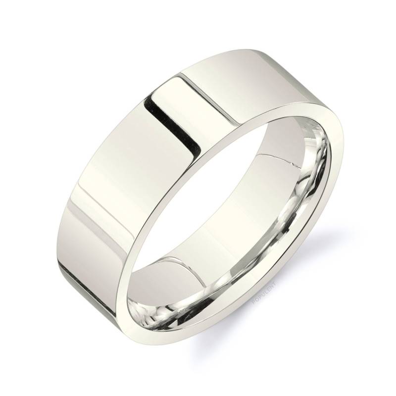 14K Champagner Gold Band | 7 Mm | Flach Poliert Komfort Passform Herren Damen Ehering Zigarren Weiß Unbeschichtet Vanille von Populent