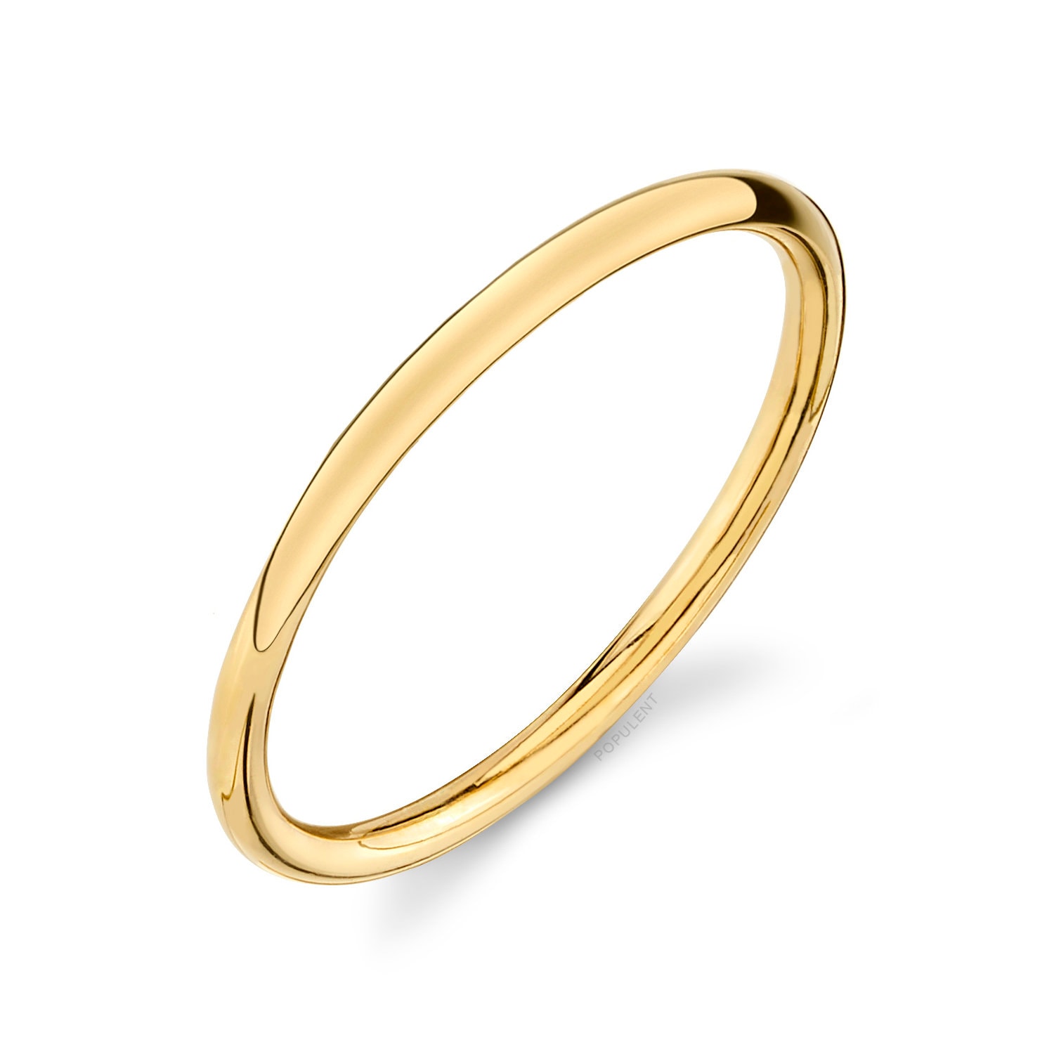 14K Gelbgold Band | 1 Mm Dünn | Kuppel Poliert Midi Frauen Ehering Pink Einfache Zierliche Draht Stacking Stacker Knuckle von Populent