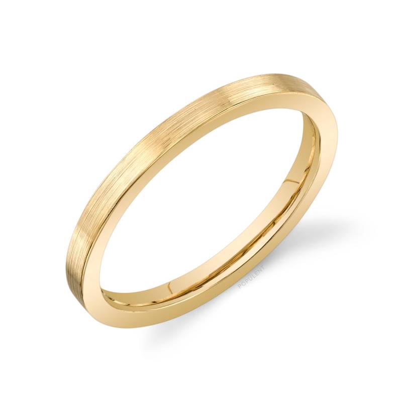 14K Gelbgold Band | 2 Mm Dünn | Flach Matt Gebürstet Komfort Passform Herren Damen Ehering Zigarre Dünn von Populent