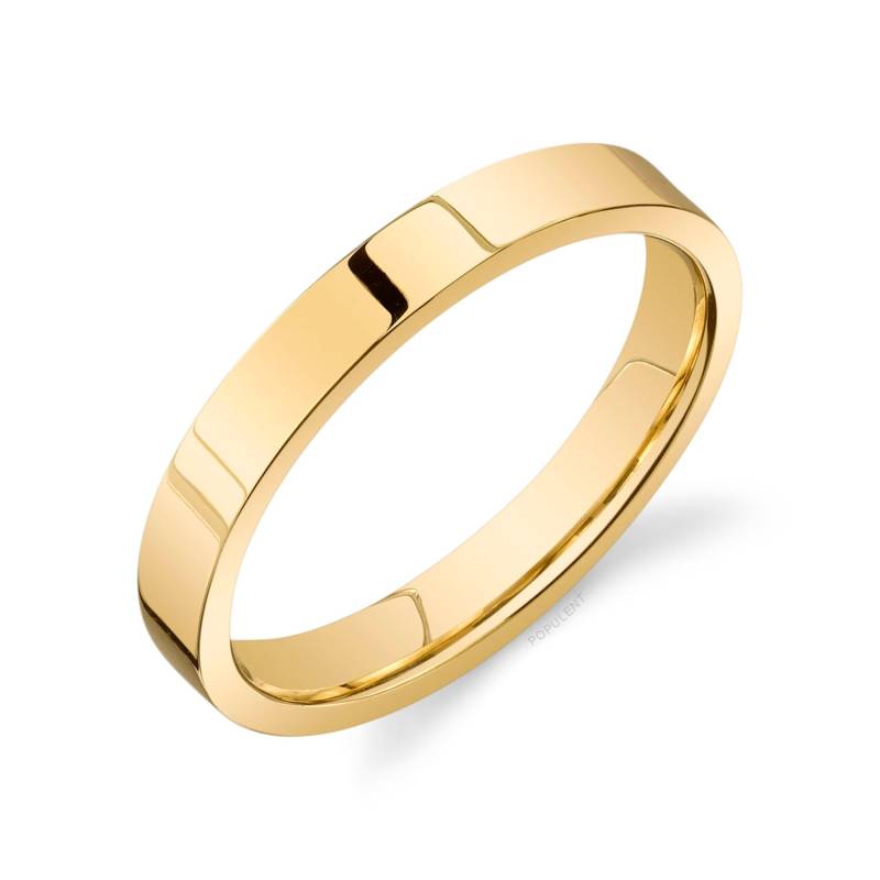 14K Gelbgold Band | 3 Mm | Flach Poliert Komfort Passform Herren Damen Ehering Zigarre Dünn von Populent