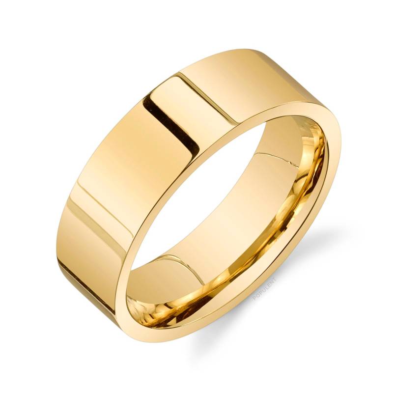 14K Gelbgold Band | 8 Mm | Flach Poliert Komfort Passform Herren Damen Ehering Zigarre von Populent