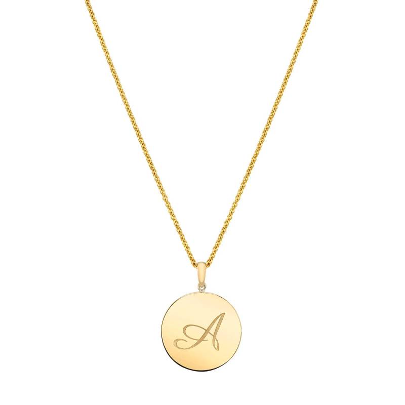 14K Gelbgold Charm Anhänger | Medium/15 Mm | Initial Gravur Nur Kreis Disc Münze Weihnachten Jahrestag Geburtstag Geschenk von Populent