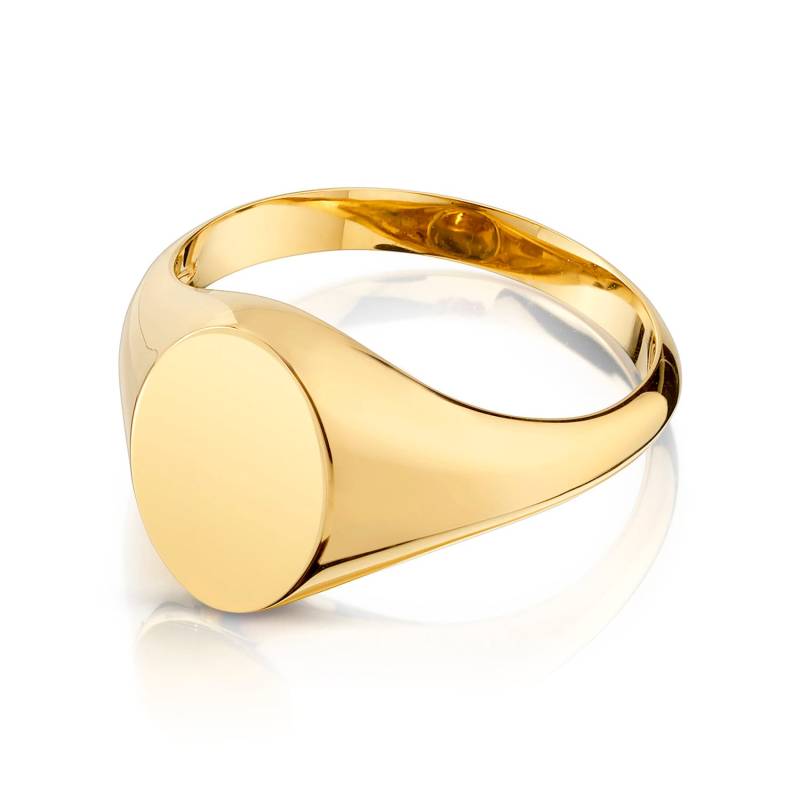 14K Gelbgold Oval Siegelring | Solide Damenring Personalisieren Sie Mit Der Anfangsmonogrammgravur, Pinky Ring von Populent