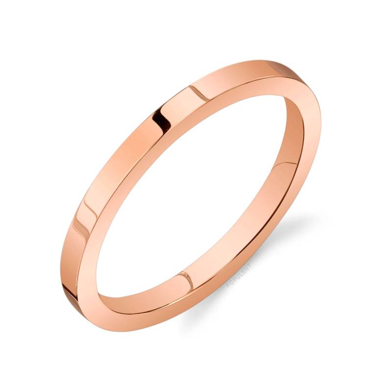 14K Rose Gold Band | 2 Mm Dünn | Flach Poliert Komfort Passform Herren Damen Ehering Zigarre Dünn von Populent
