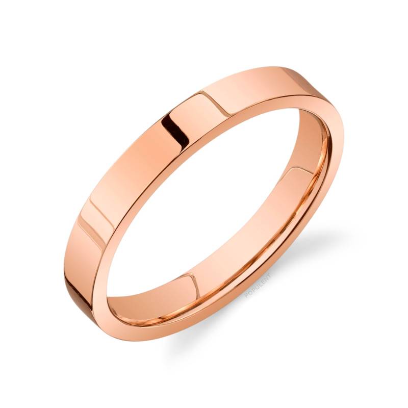 14K Rose Gold Band | 3 Mm | Flach Poliert Komfort Passform Herren Damen Ehering Zigarre Dünn von Populent