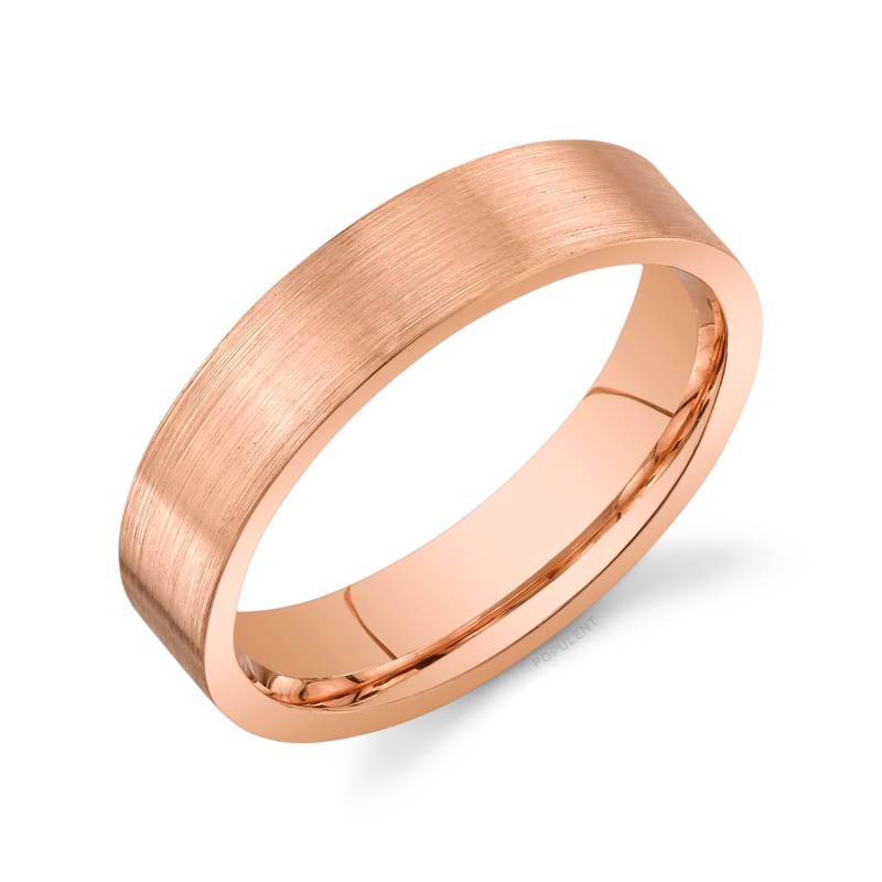 14K Rose Gold Band | 5 Mm | Flach Matt Gebürstet Komfort Passform Herren Damen Ehering Zigarre von Populent