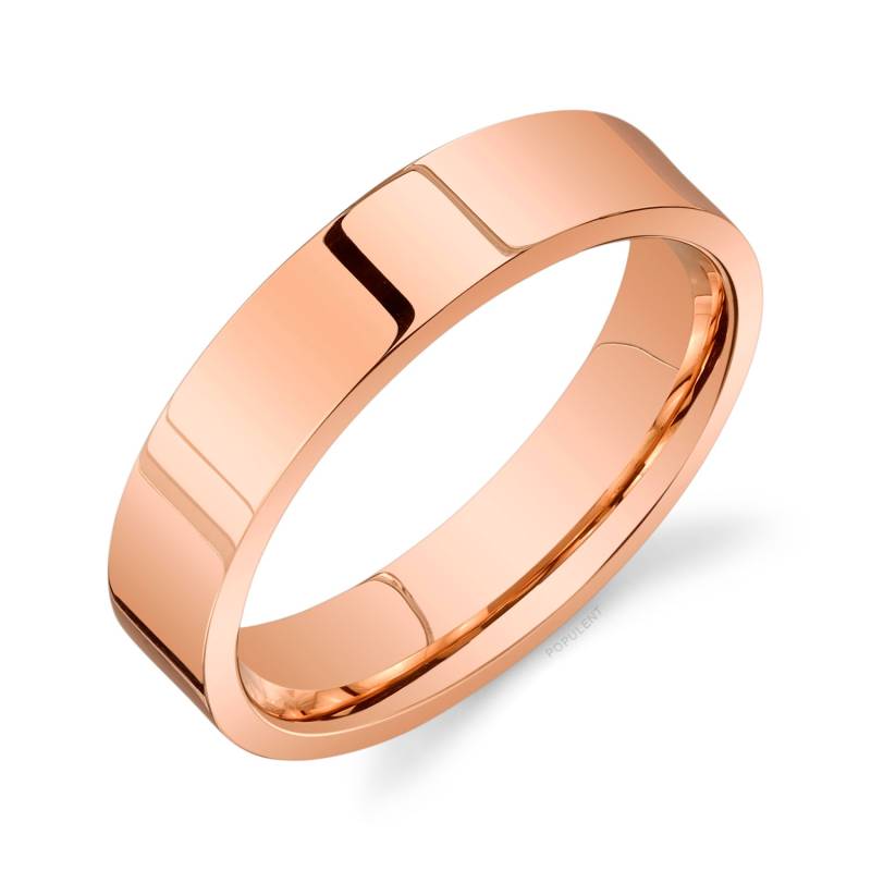 14K Rose Gold Band | 5 Mm | Flach Poliert Komfort Passform Herren Damen Ehering Zigarre von Populent