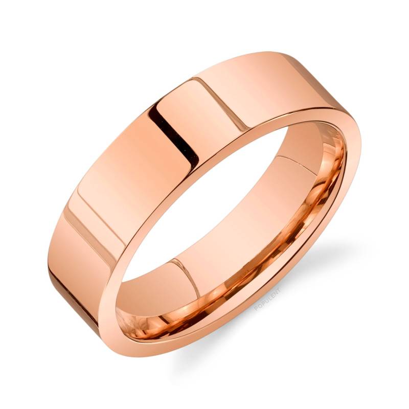 14K Rose Gold Band | 6 Mm | Flach Poliert Komfort Passform Herren Damen Ehering Zigarre von Populent