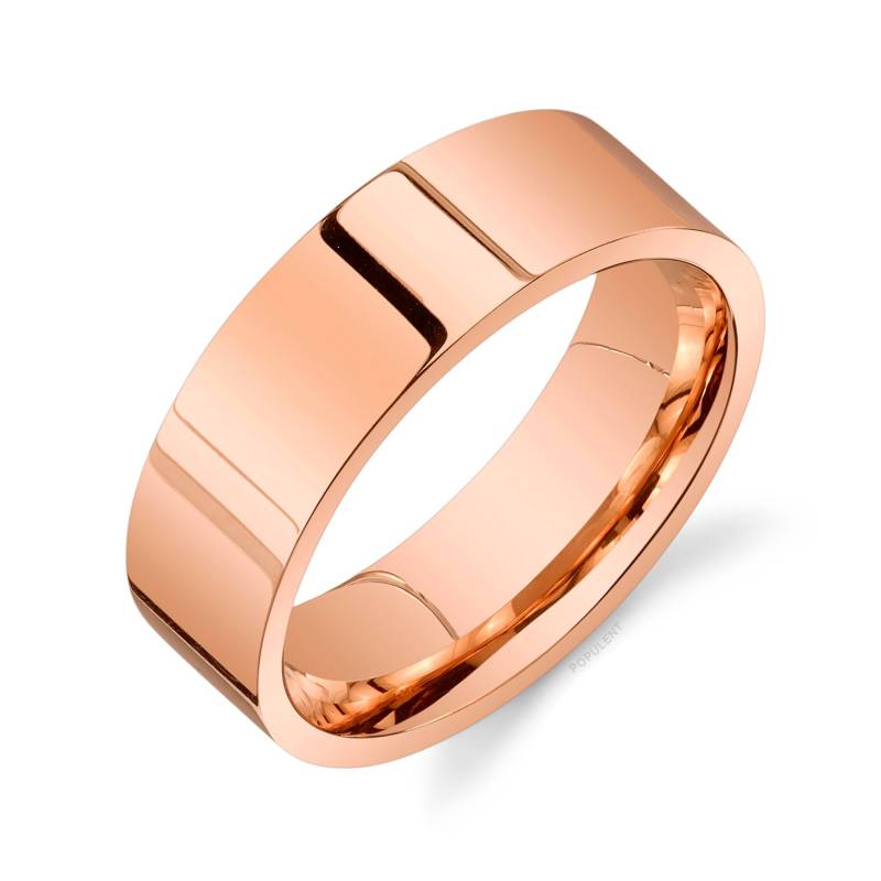 14K Rose Gold Band | 7 Mm | Flach Poliert Komfort Passform Herren Damen Ehering Zigarre von Populent
