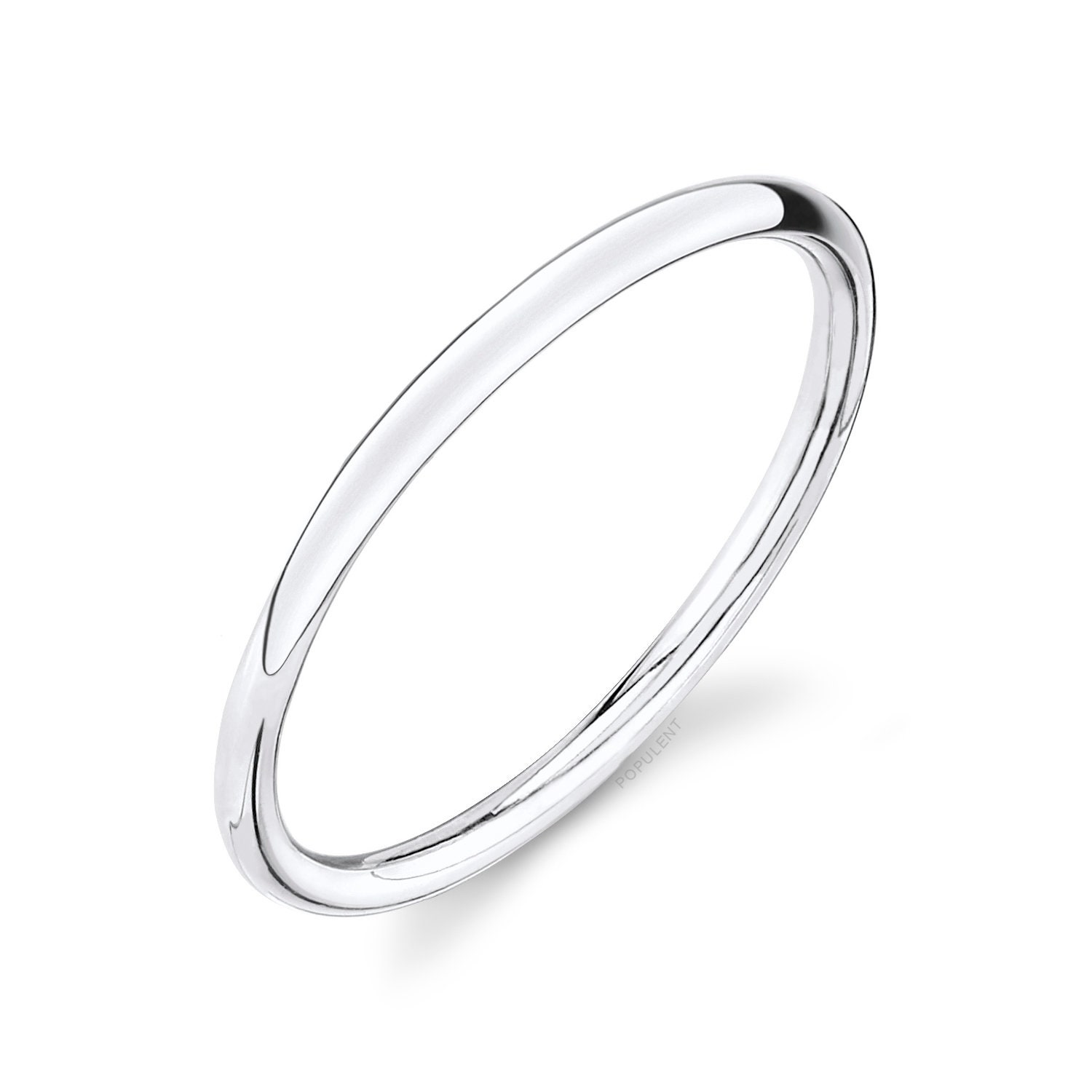 14K Weißgold Band | 1 Mm Dünn | Kuppel Poliert Midi Frauen Ehering Pink Einfache Zierliche Draht Stacking Stacker Knuckle von Populent