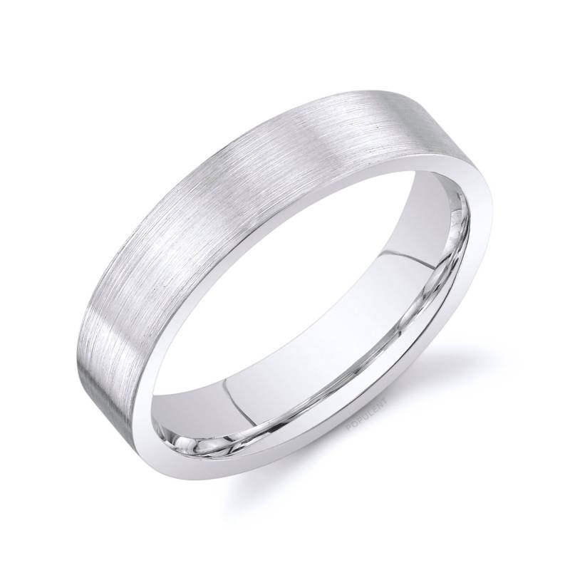 14K Weißgold Band | 5 Mm | Flach Matt Gebürstet Komfort Passform Herren Damen Ehering Zigarre von Populent